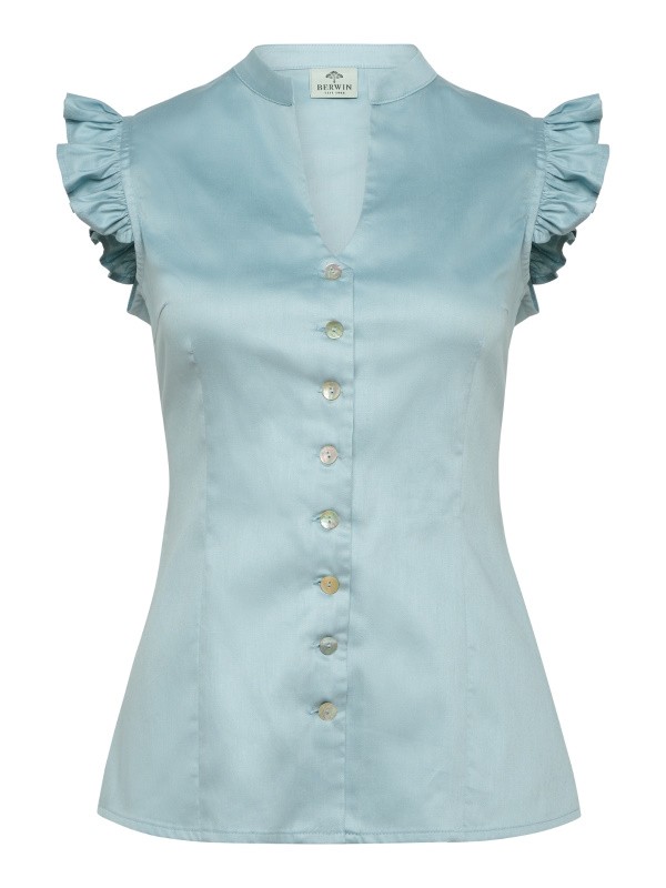 Berwin - Baumwoll Bluse in Jade mit Flügelarm