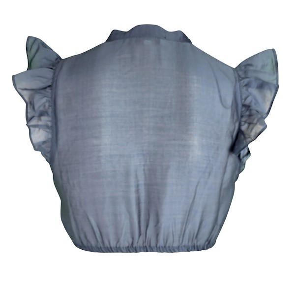 Krüger - Dirndlbluse Leda in Graublau mit Flügelarm