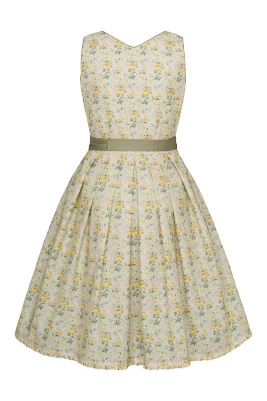 Alpenfee - Baumwoll Dirndl Mara mit gelbem Blumendruck - 70 cm