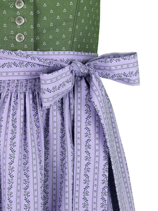Wenger - Baumwoll Dirndl Anna in Oliv mit Lavendel - 70 cm