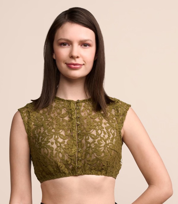 Krüger - Dirndlbluse Janelle aus Spitze in oliv