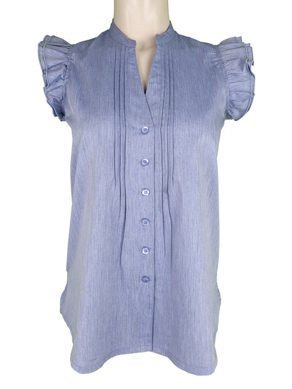 Hammerschmid - Bluse Stina mit Flügelarm in jeansblau
