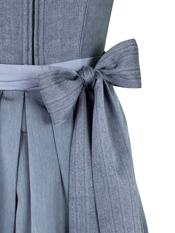 Krüger - Leinen Dirndl Solyana Blaugrau mit Froschgoscherl - 70 cm