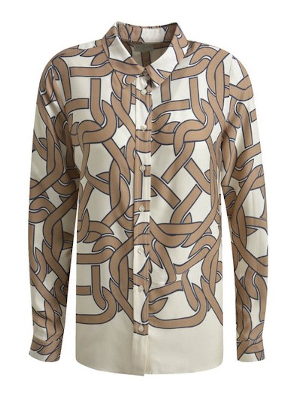 Bluse mit Hemdkragen in camel print - Milano Italy