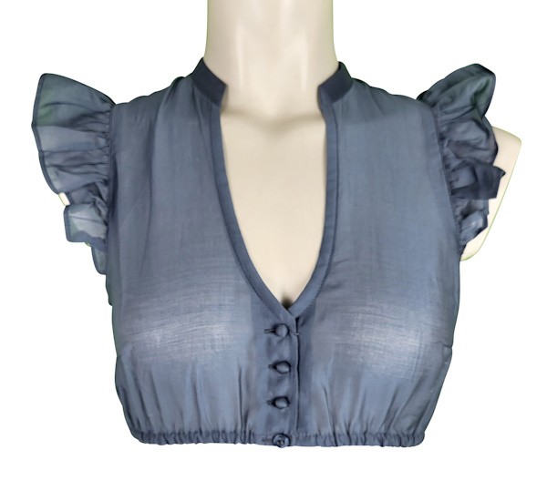 Krüger - Dirndlbluse Leda in Graublau mit Flügelarm