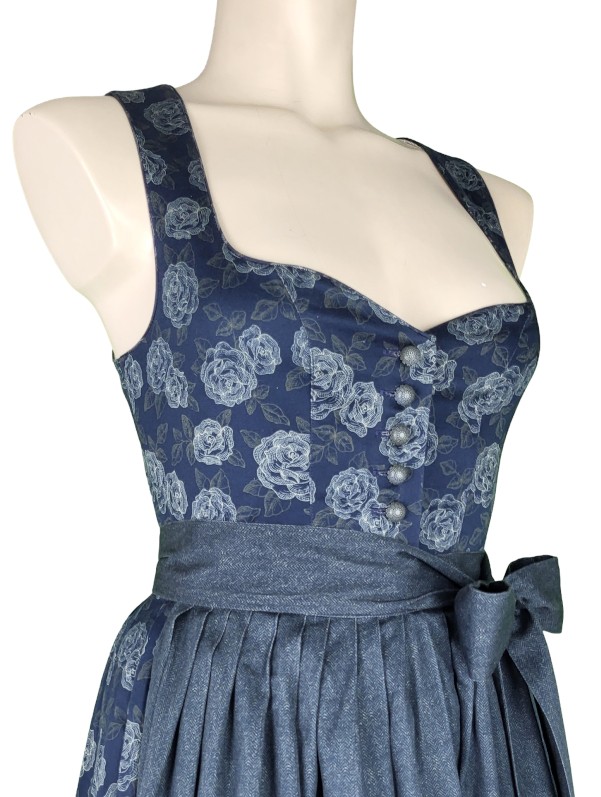 Hammerschmid - Dirndl Rothsee in dunkelblau mit Rosendruck - 80 cm
