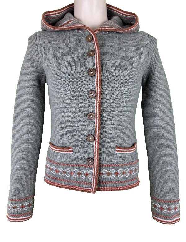 Astrifa - Strickjacke Kerndl Flechte mit Kapuze aus Merinowolle