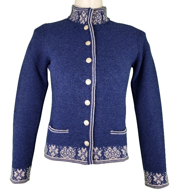 Astrifa - Strickjacke Uttenreuth Nachtblau mit Cobble aus Merinowolle