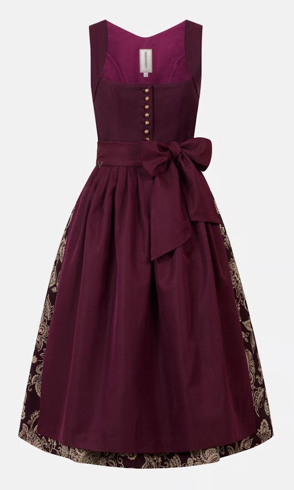CocoVero - Dirndl  Hedi Golden Bordeaux - 80 cm