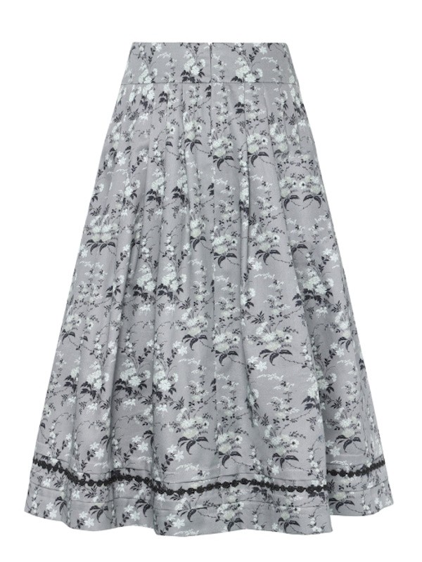 Berwin - 80 cm - Rock in grau mit Floraldruck