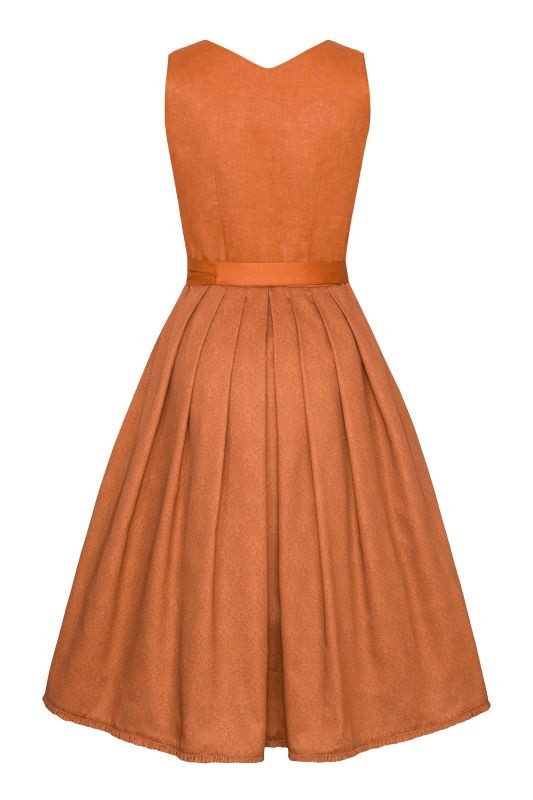 Alpenfee - Leinen Dirndl Alva Rost - 70 cm