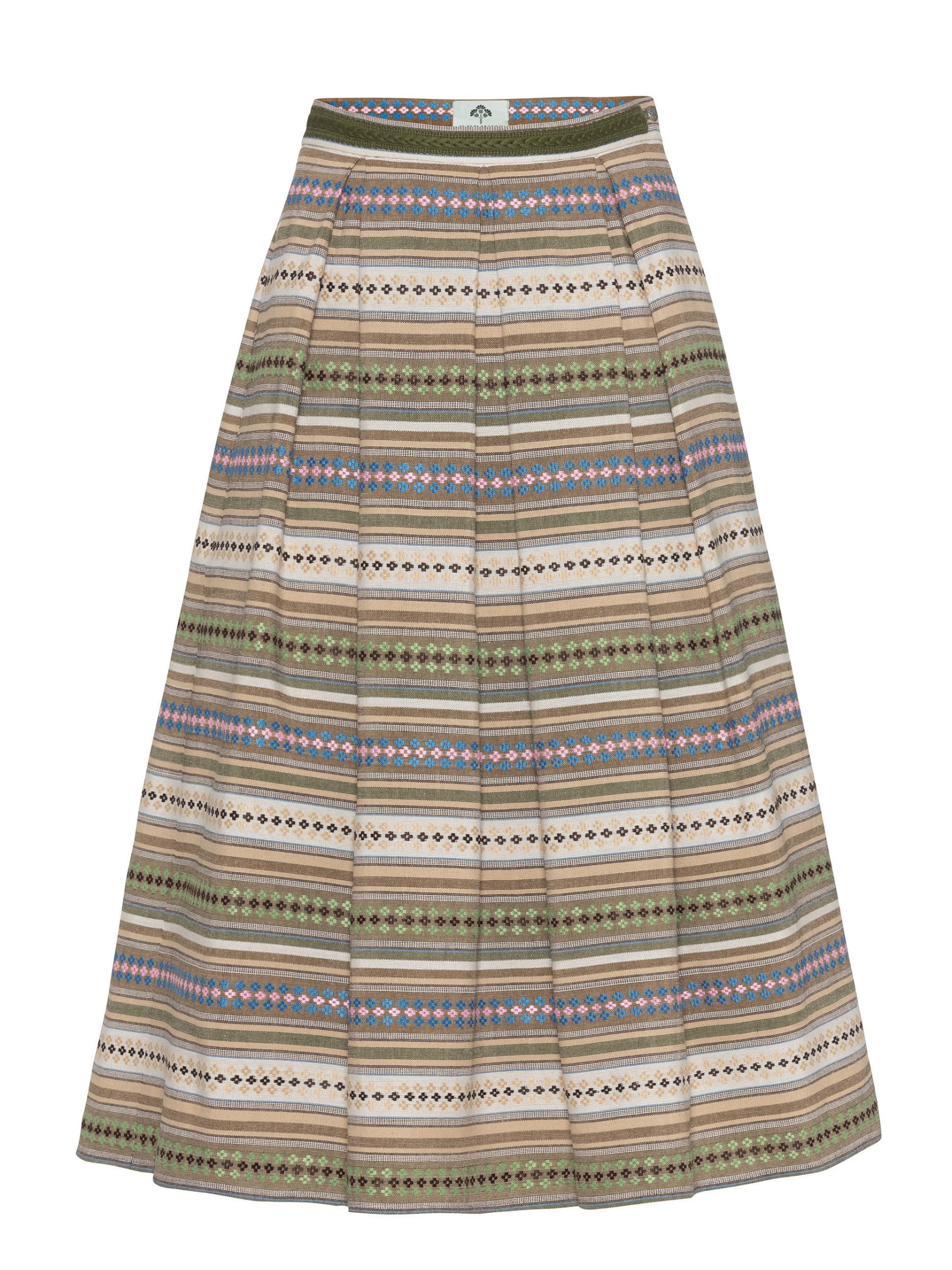 Berwin - 80 cm - Rock grün/beige mit Kellerfalten