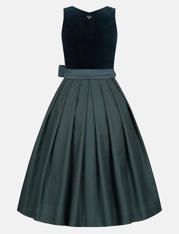 75 cm - Dirndl  Janni Velvet Midnight Petrol mit Samtmieder in dunkelgrün von CocoVero