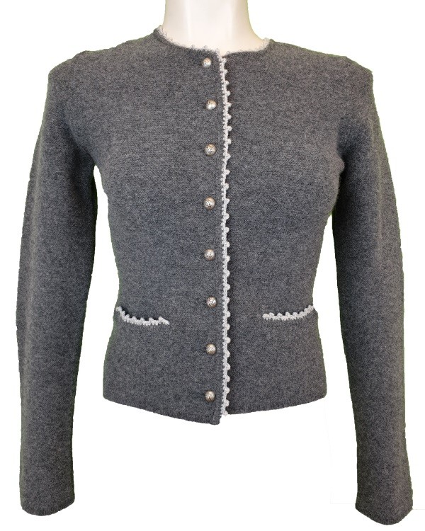 Astrifa - Strickjacke "Capri" mit Schoßerl aus Merinowolle in grau