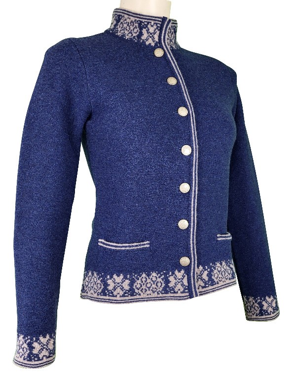 Astrifa - Strickjacke Uttenreuth Nachtblau mit Cobble aus Merinowolle