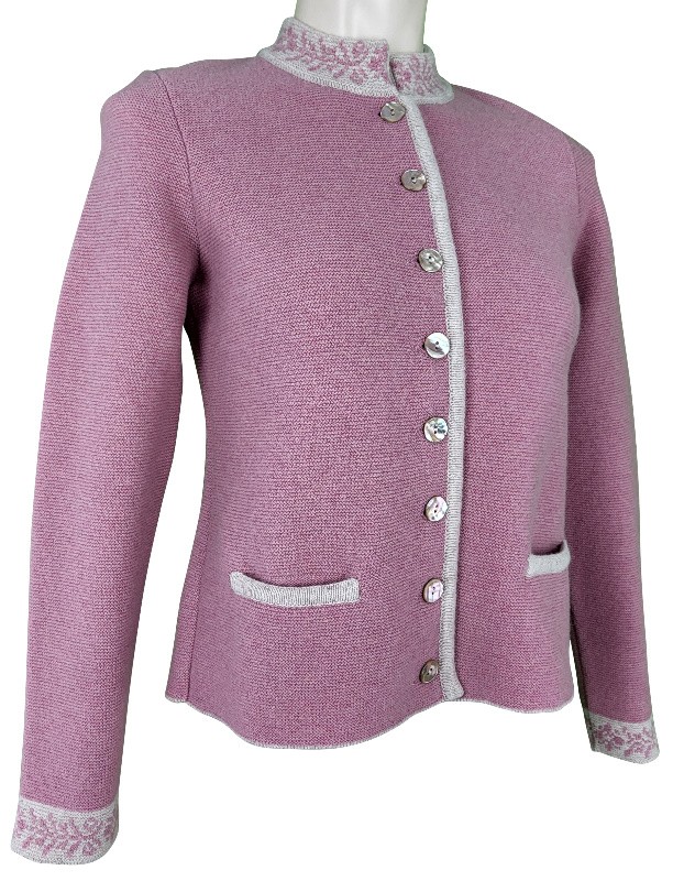 Astrifa - Strickjacke "Leonberg" in rosenholz mit Rückenfalte aus Merinowolle