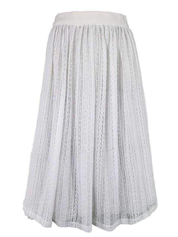 70 cm - Dirndl-Schürze aus Spitze mit Schließe in weiß von Berwin