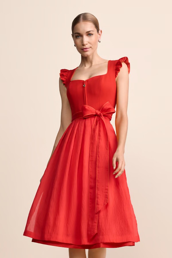 Krüger - Flügelarm Dirndl Padme in Aperol - 70 cm
