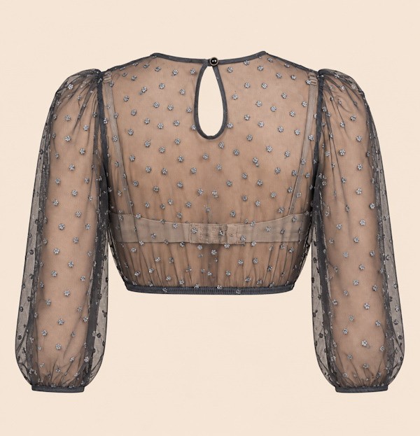 Krüger - Transparente Dirndlbluse Mette Grau mit 3/4 Arm