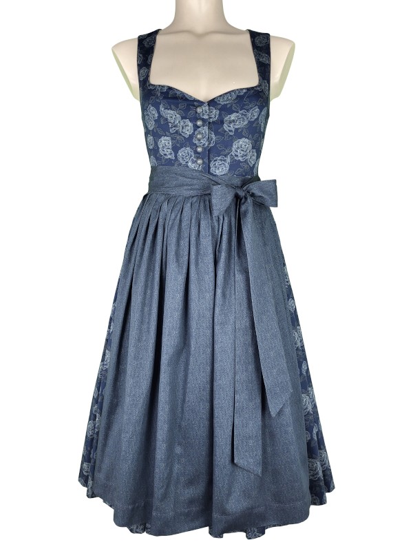 Hammerschmid - Dirndl Rothsee in dunkelblau mit Rosendruck - 80 cm