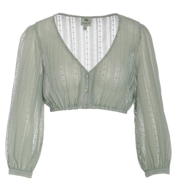 Dirndlbluse in salbei mit Ballonarm - Berwin